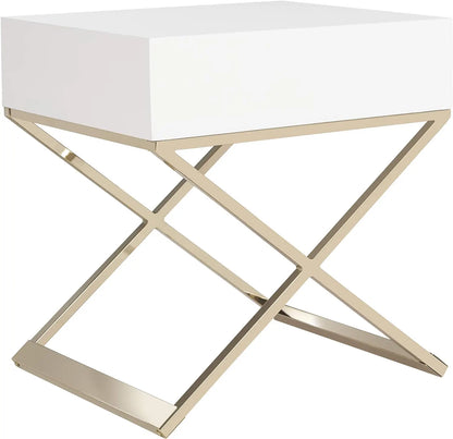 Safavieh Zarina Glam White Cross - Leg End Table with Drawer