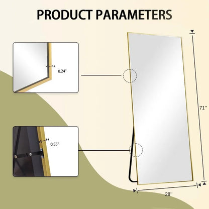 Full-Length Mirror, 71"x28" – Standing, Hanging, or Leaning Against Wall