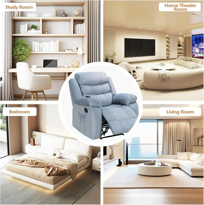 Massage Recliner Chair, Upholstered Sofa with Massage and Heating Function, Multifunctional Recliner for Living Room Lazy Boy, S
