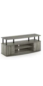 Large Entertainment Stand for TV Up to 55 Inch, French Oak Grey/Black