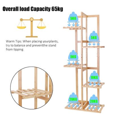 6/7 Pot Vertically Bamboo Flower Shelf Rack Plant Stand Pots Display Corner Shelving Home Indoor Outdoor