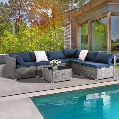 Modular Patio Furniture Set - Wicker Outdoor Sectional Sofa