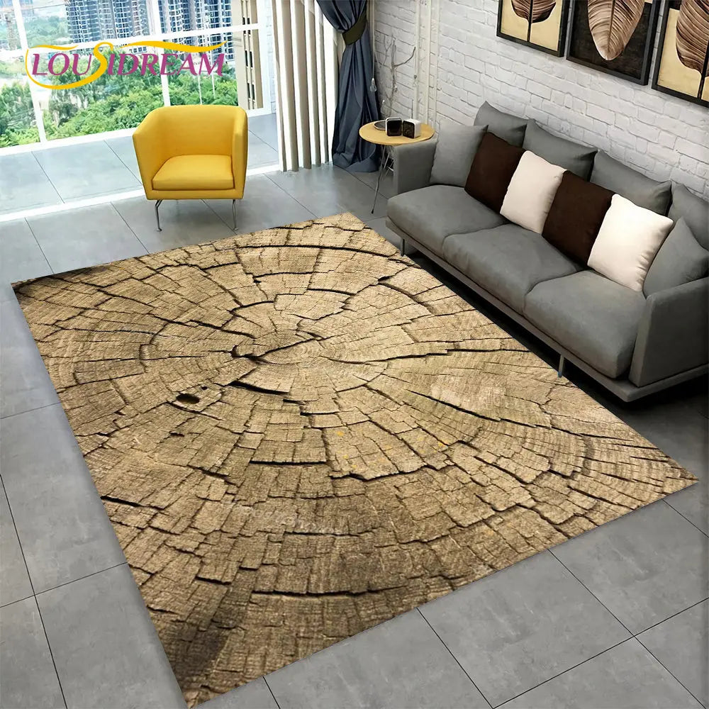 3D Wood Grain Retro Area Rug Large, Carpet Rug for Living Room, Kids Bedroom, Sofa, Decor