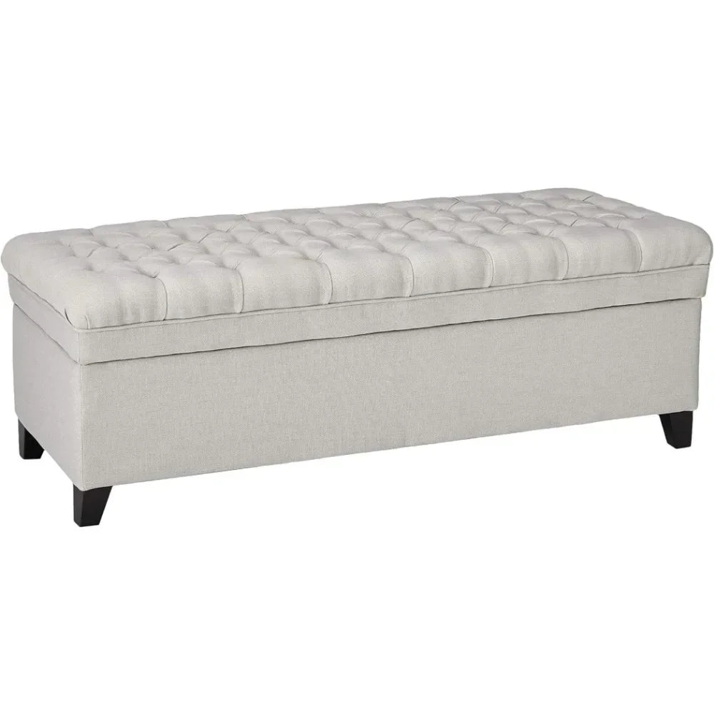 Light Gray Fabric Storage Ottoman for Hallway