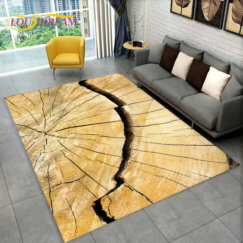 3D Wood Grain Retro Area Rug Large, Carpet Rug for Living Room, Kids Bedroom, Sofa, Decor