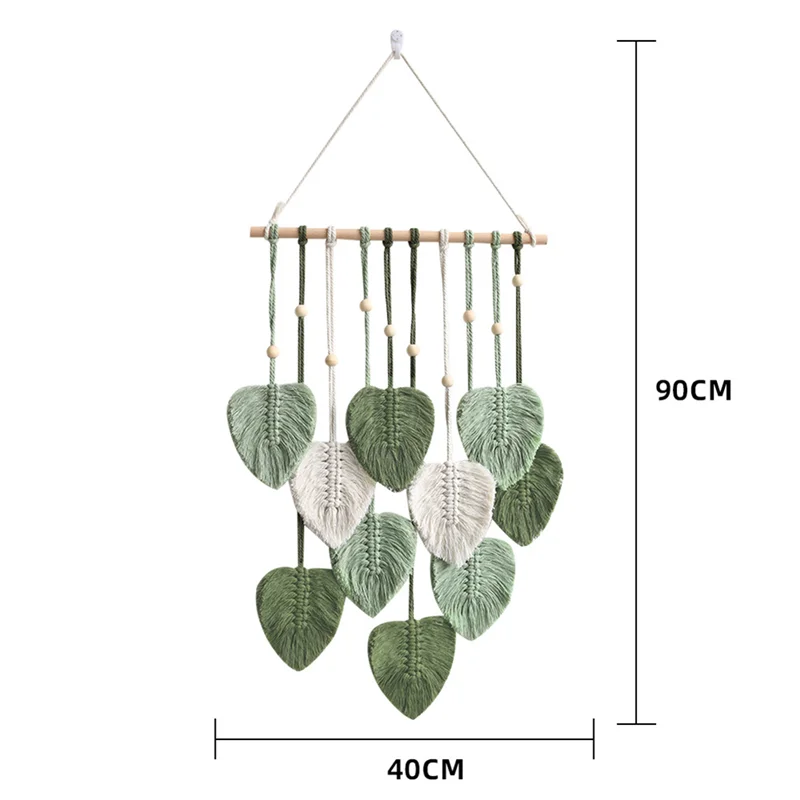 Leaf Macrame Wall Hanging – Boho Green Tapestry