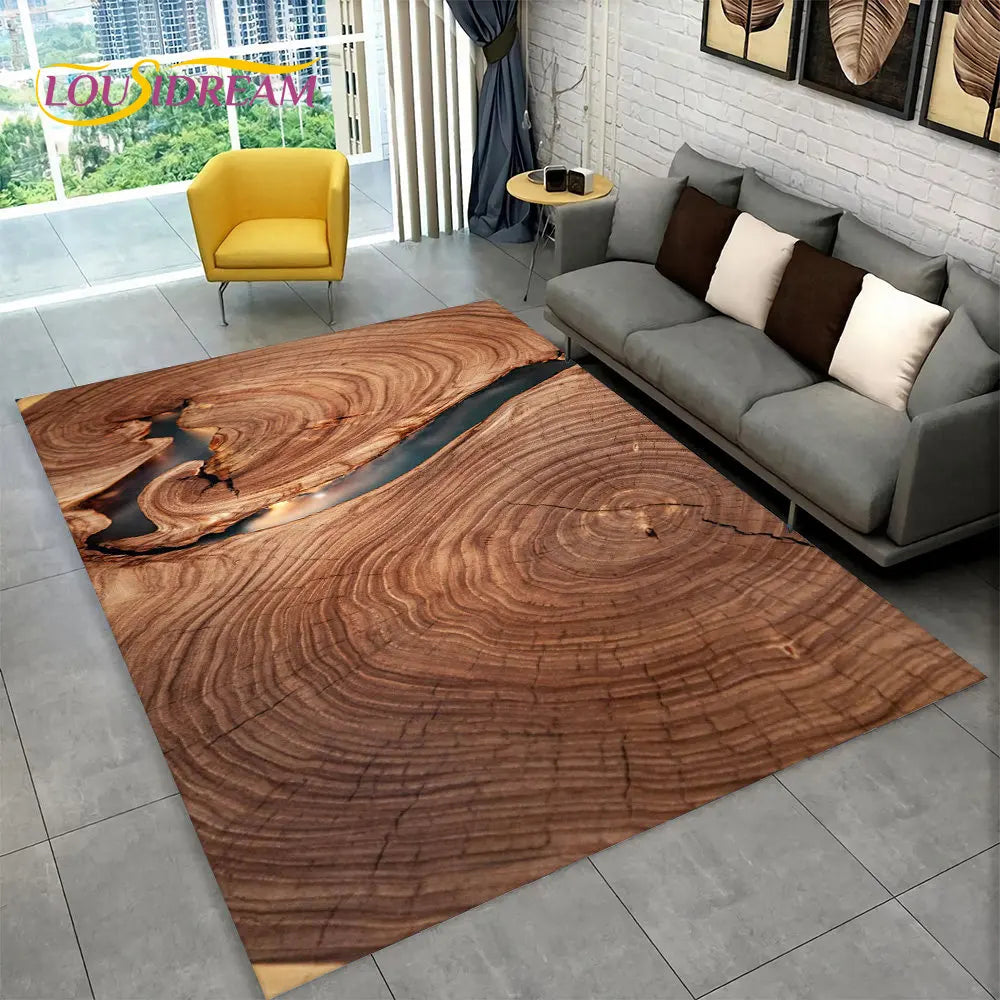 3D Wood Grain Retro Area Rug Large, Carpet Rug for Living Room, Kids Bedroom, Sofa, Decor