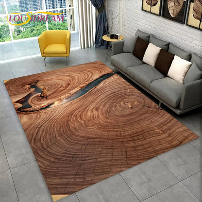 3D Wood Grain Retro Area Rug Large, Carpet Rug for Living Room, Kids Bedroom, Sofa, Decor