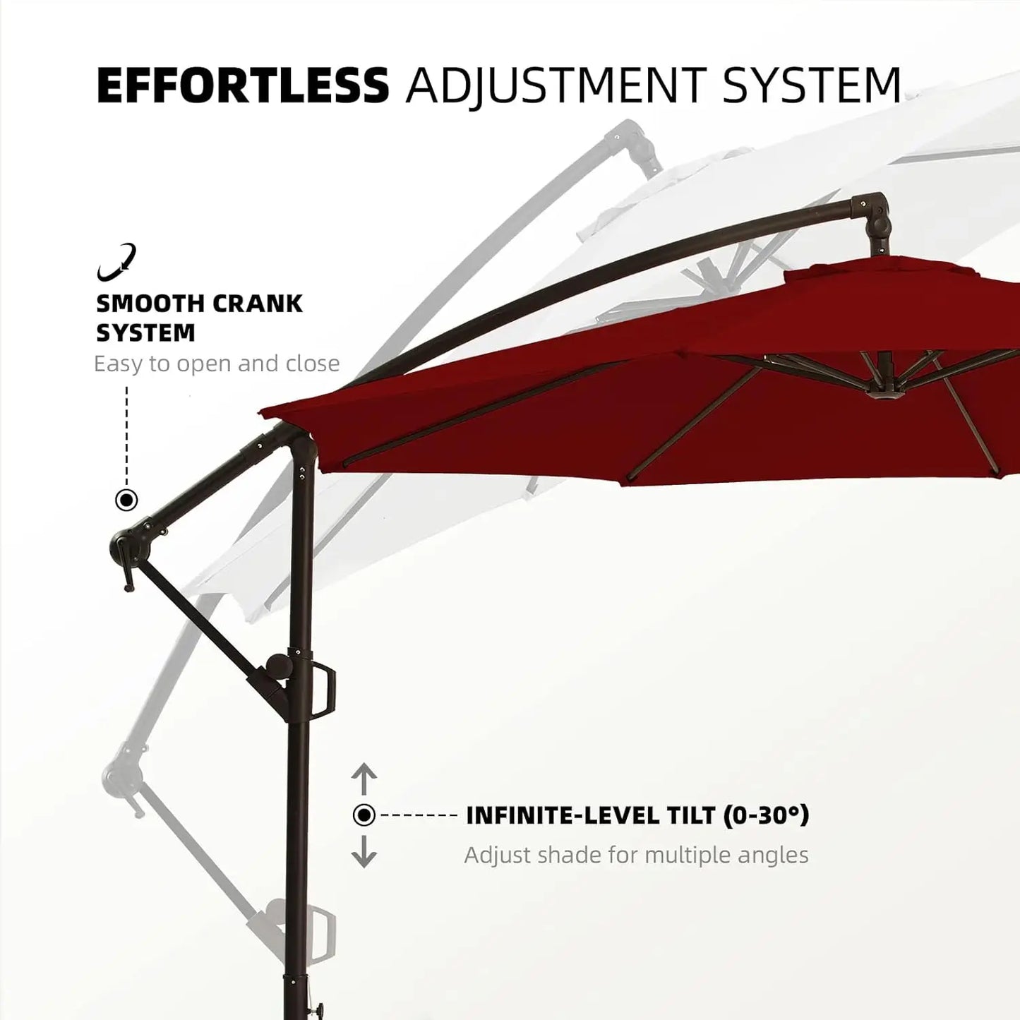 10ft Patio Umbrellas Offset Outdoor Umbrella Cantilever Hanging Umbrellas w/Infinite Tilt, Fade Resistant Waterproof