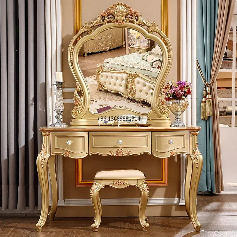 European dressing table stool multifunctional dressing table Princess Garden bedroom luxury champagne gold