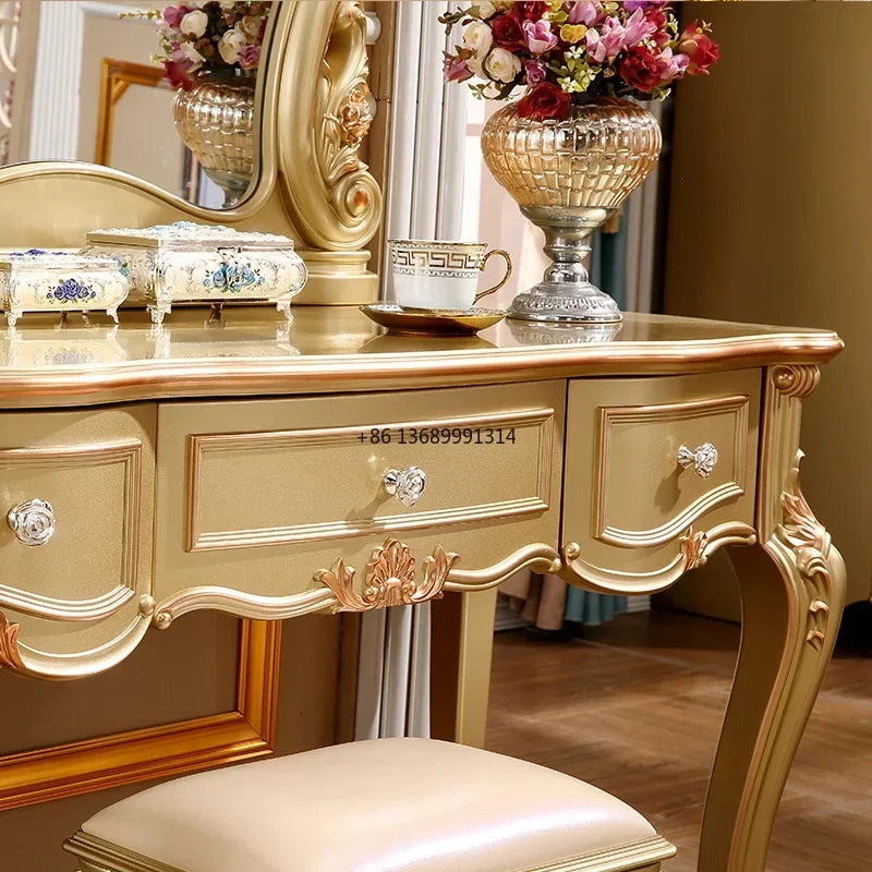 European dressing table stool multifunctional dressing table Princess Garden bedroom luxury champagne gold