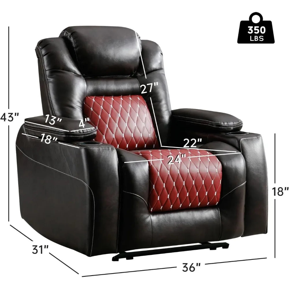 Power Recliner Chair With Adjustable Powered Headrest Set Of 3,Electric Faux Leather Home Theater Seating Overstuffed Reclin