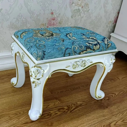 Nordic Small Stool for Home Durable Living Room Anti-solid Wood Coffee Table Square Stools White Painted Gold Vintage Ottomans