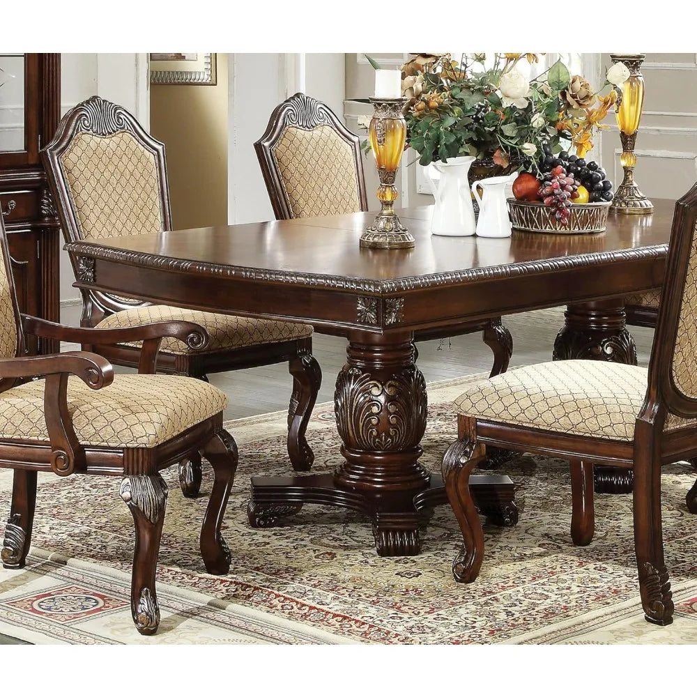 7-Piece Dining Set with Dining Extension Table, 4 Side Chairs and 2 Arm Chairs (C)