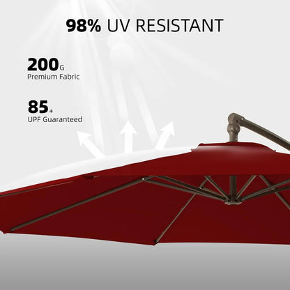 10ft Patio Umbrellas Offset Outdoor Umbrella Cantilever Hanging Umbrellas w/Infinite Tilt, Fade Resistant Waterproof