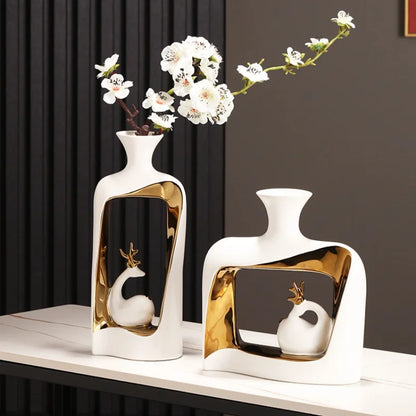 Ceramic Vase - Deer Flower Vase - Flower Arrangement Accessories