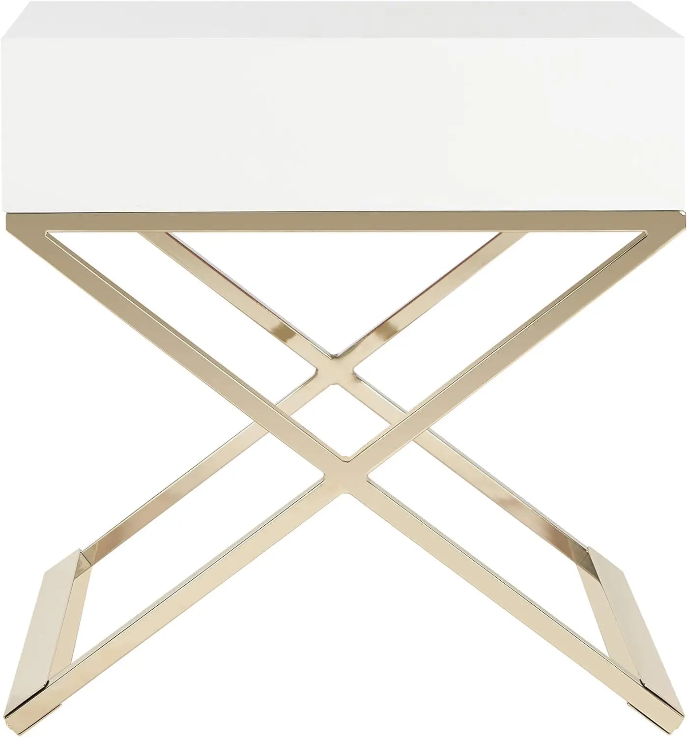 Safavieh Zarina Glam White Cross - Leg End Table with Drawer