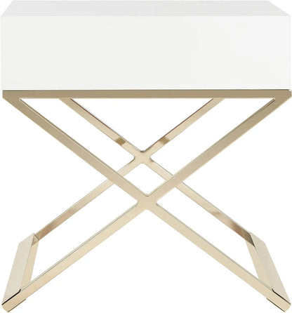 Safavieh Zarina Glam White Cross - Leg End Table with Drawer