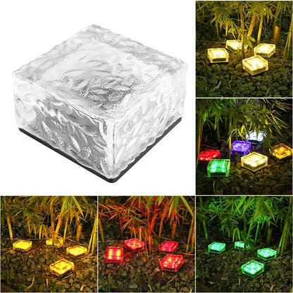 4-LED Solar Ice Brick Lamp - Garden & Pathway Light