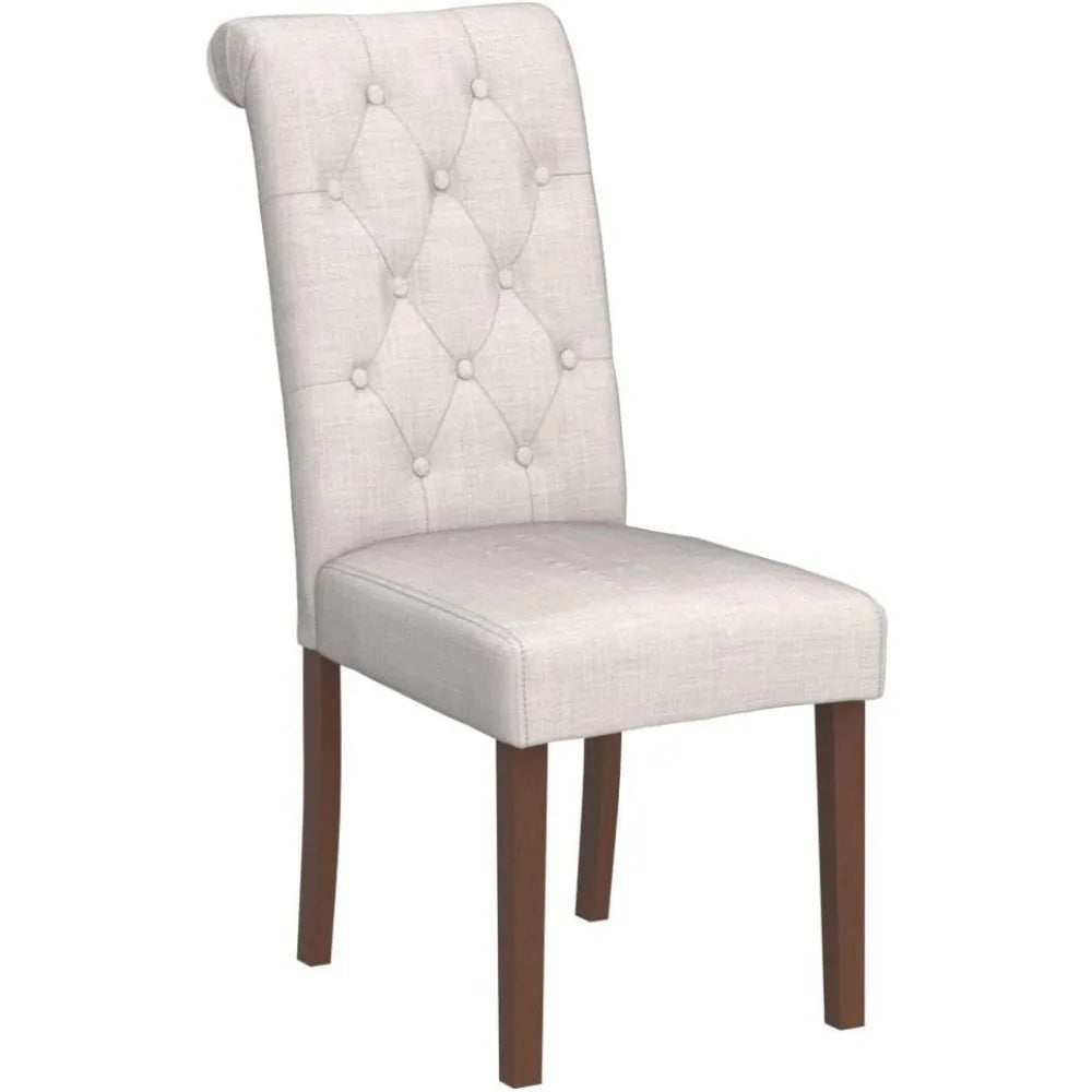 Button Tufted Dining Chairs Set of 6, Accent Parsons Diner Chair Upholstered Fabric Dining Room Chairs