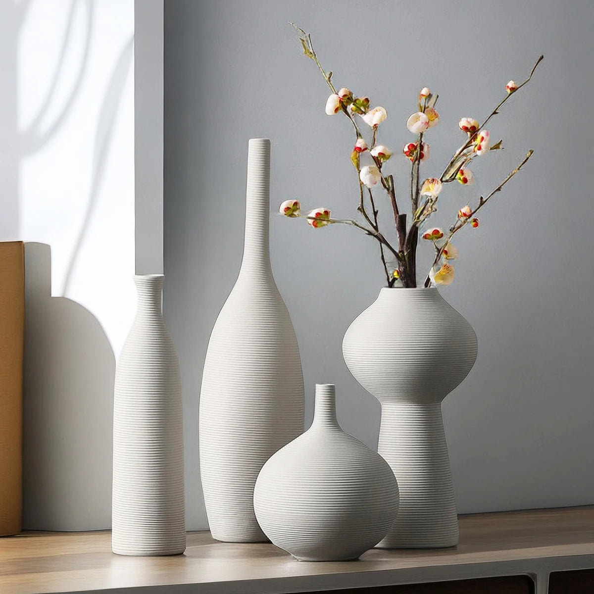 Nordic Style White Ceramic Vase – Home & Desk Décor