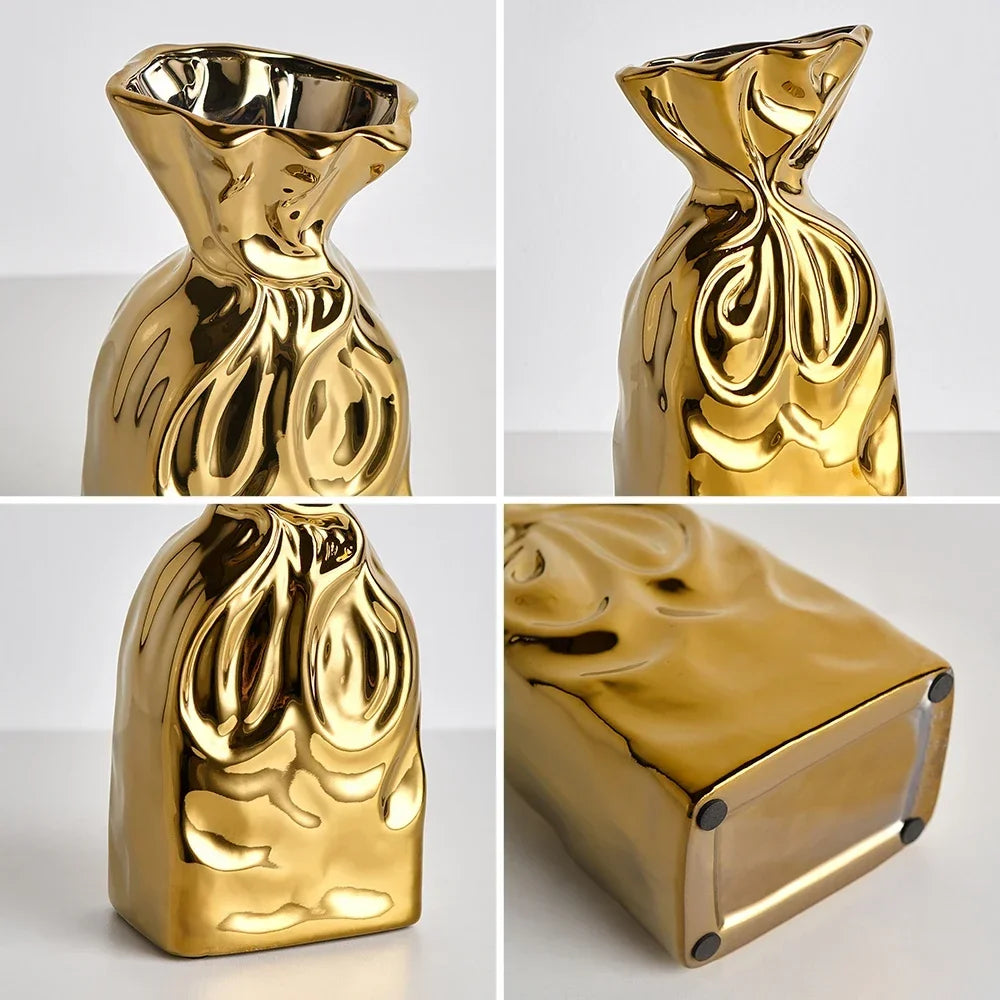 Modern Electroplated Ceramic Vase – Trendy Home & Office Decor