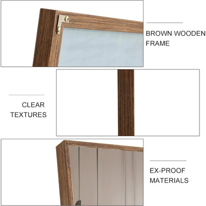 Full-Length Mirror with Stand Solid Wood Frame