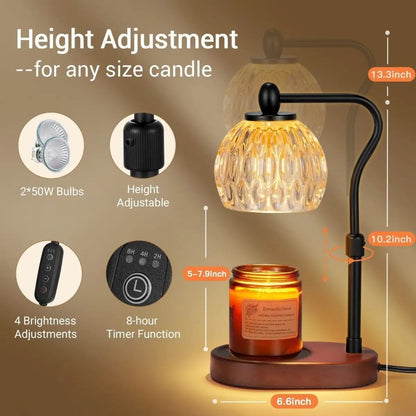 Adjustable Bedside Lamp with Candle Warmer