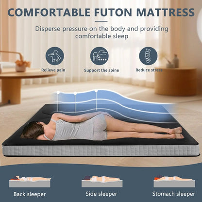 Japanese Futon Floor Mattress Full Size 54"x 80", Floor Mattress Pad, Foldable Tatami Mat Portable Dormitory Sleeping Pad,Roll U