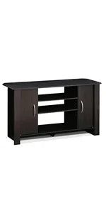 Large Entertainment Stand for TV Up to 55 Inch, French Oak Grey/Black