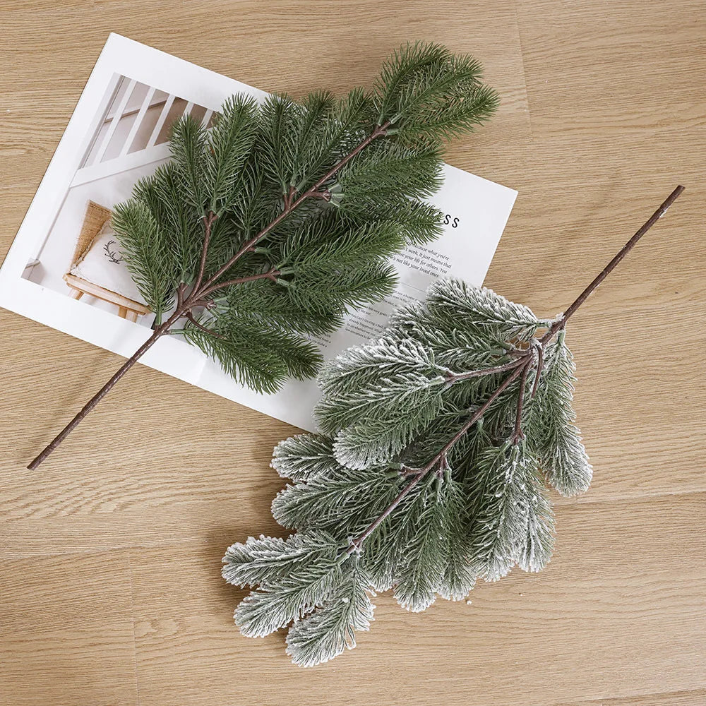 Artificial Snowy Pine Branches for Christmas Tree & Garland Decor