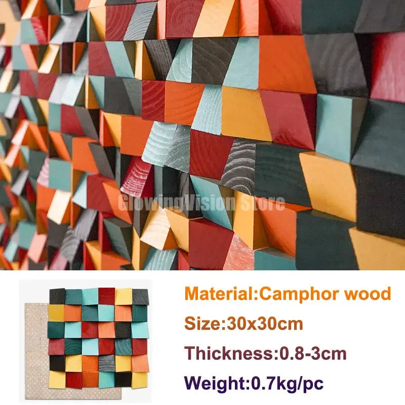 30x30cm 3D Mosaic Wall Art - Solid Wood Acoustic Diffuser for Home & Office