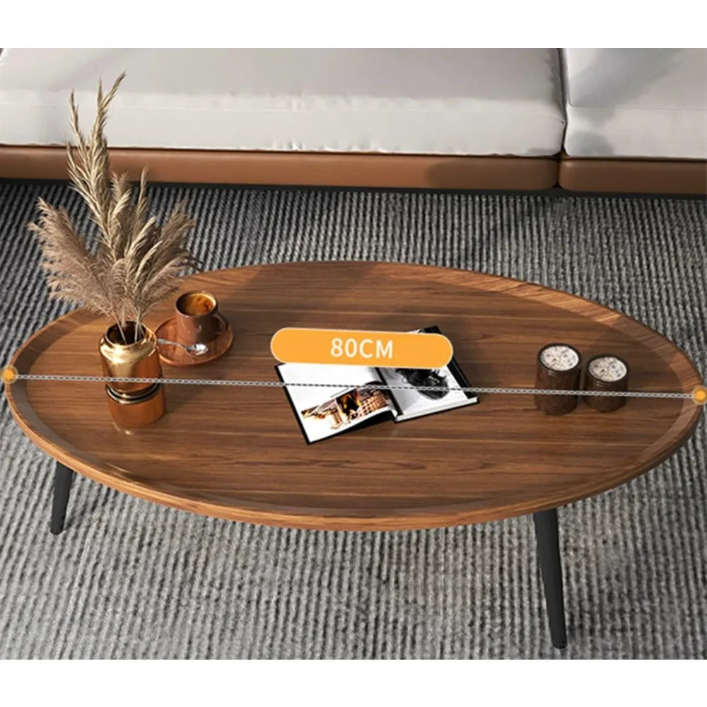 Wooden Coffee Table,Industrial Nesting Tables Oval Coffee Table Tea Table Modern Sofa Table End Tables Apartment Coffee (32")