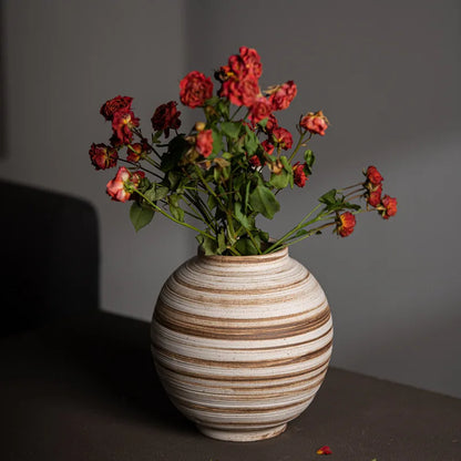 Wabi Sabi Stoneware Vase – Double-Eared & Modern Luxury