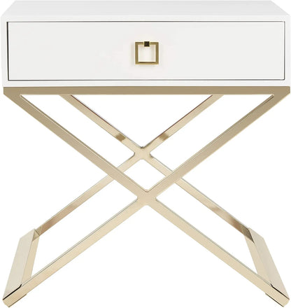 Safavieh Zarina Glam White Cross - Leg End Table with Drawer