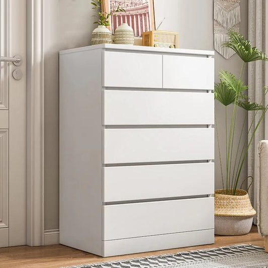 White Dresser, Bedroom Dresser & Chests Of Drawers, Tall Dresser With 6 Wood Drawers, Large Wood Dresser For Bedroom Closet