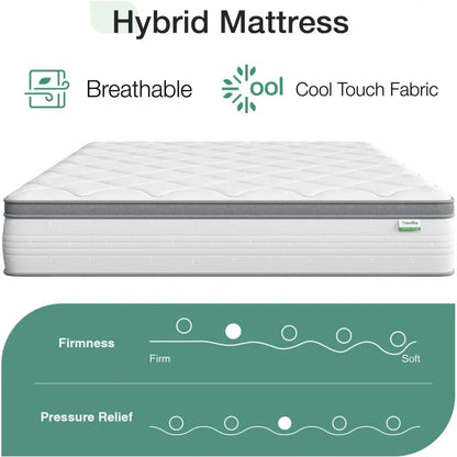 Novilla ,12 Inch Hybrid with Comfort Foam,Innerspring Pillow Top Mattress in a Box,King Size Mat