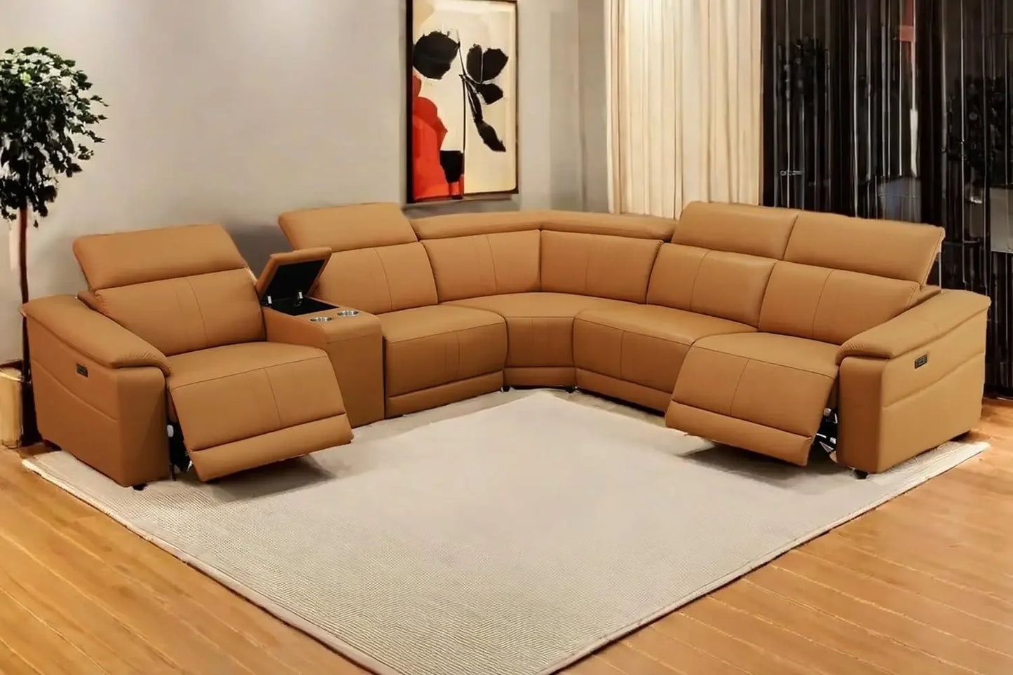 Sectional Sofa Couch for Living Room, Recliner Sofa Set, Reclining Corner Sectional Sofa Set with Storage Console Living Room