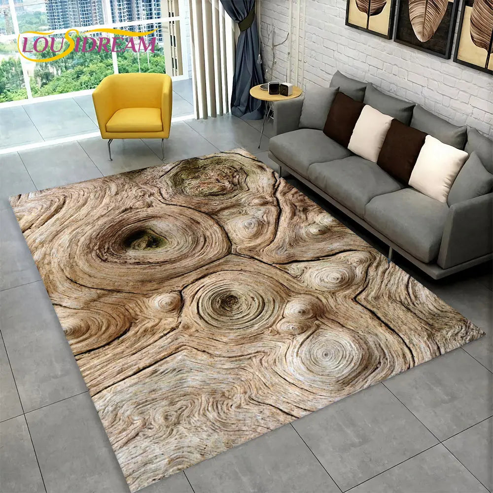 3D Wood Grain Retro Area Rug Large, Carpet Rug for Living Room, Kids Bedroom, Sofa, Decor