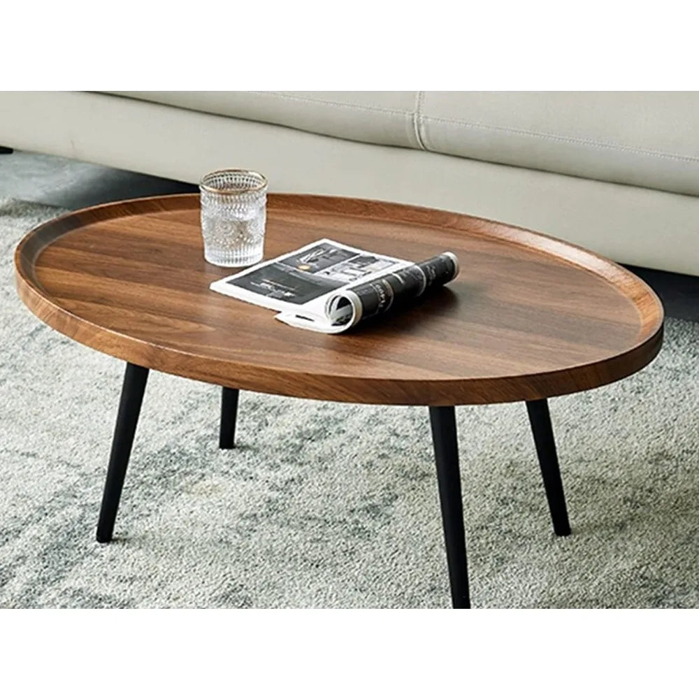 Wooden Coffee Table,Industrial Nesting Tables Oval Coffee Table Tea Table Modern Sofa Table End Tables Apartment Coffee (32")