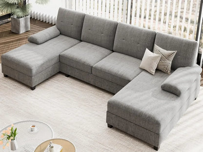 Sectional Sofa Couches for Living Room, U Shaped Couch Sofas Living Room Furniture Sets Clearance with Double Chaises