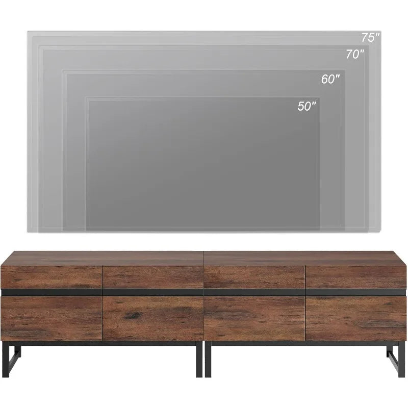 Modern TV Stand for TVs up to 110 inch, 3 in 1 Entertainment Center TV Console with Storage Cabinets and Metal Base