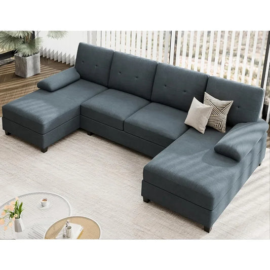 Sectional Sofa Couches for Living Room, U Shaped Couch Sofas Living Room Furniture Sets Clearance with Double Chaises