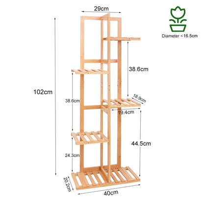 6/7 Pot Vertically Bamboo Flower Shelf Rack Plant Stand Pots Display Corner Shelving Home Indoor Outdoor