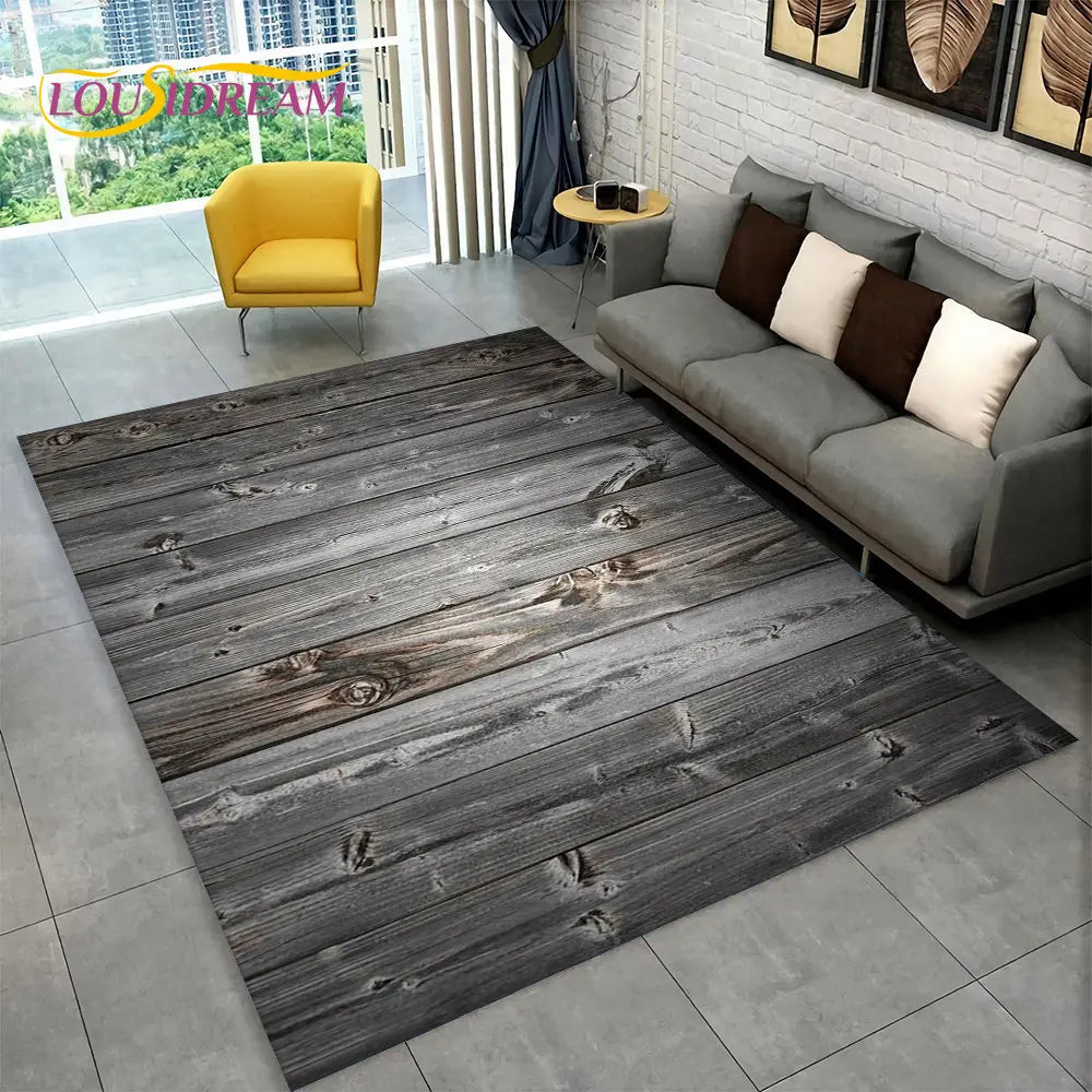 3D Wood Grain Retro Area Rug Large, Carpet Rug for Living Room, Kids Bedroom, Sofa, Decor