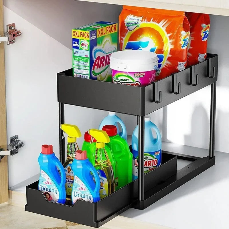 Under Sink Organizer with Double Sliding Drawers