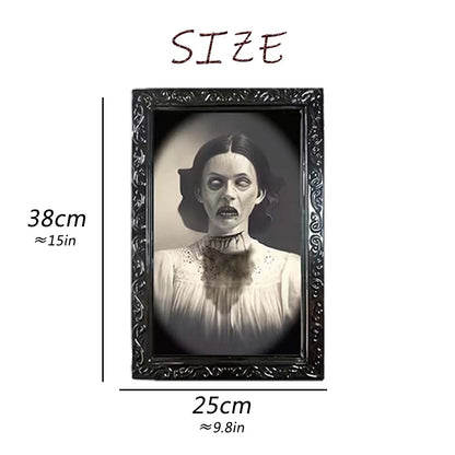 Halloween Moving Picture Frame 3D Changing Face Decorations Halloween Party Scary Portrait Wall Props for Home Outside