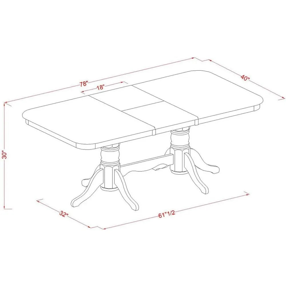 7 Piece Dining Room Furniture Set Consist of a Rectangle Kitchen Table with Butterfly Leaf and 6 Linen Fabric Upholstered Chairs