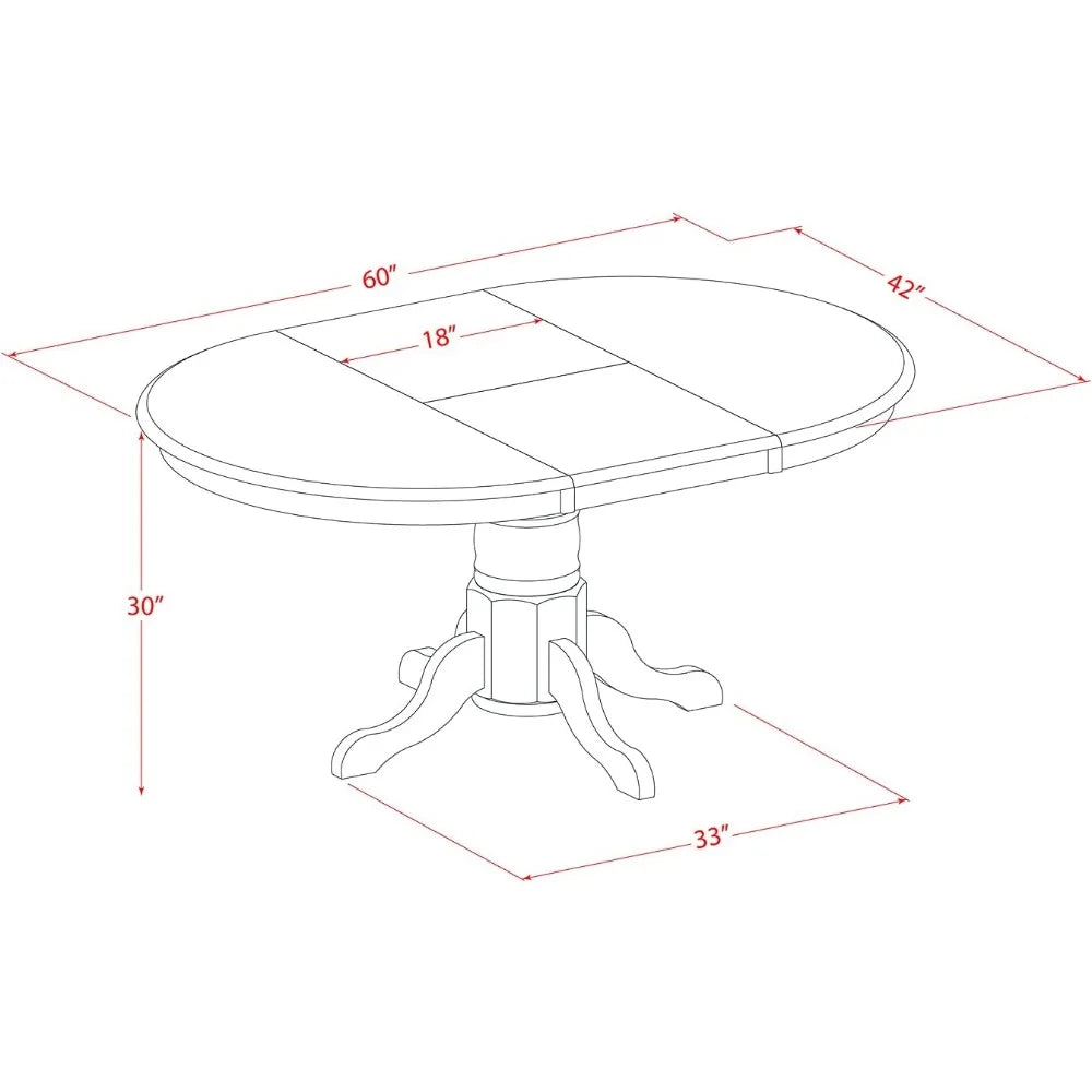 7 Piece Dining Room Table Set Consist of an Oval Kitchen Table with Butterfly Leaf and 6 Faux Leather Upholstered Dining Chairs