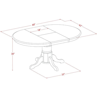 7 Piece Dining Room Table Set Consist of an Oval Kitchen Table with Butterfly Leaf and 6 Faux Leather Upholstered Dining Chairs